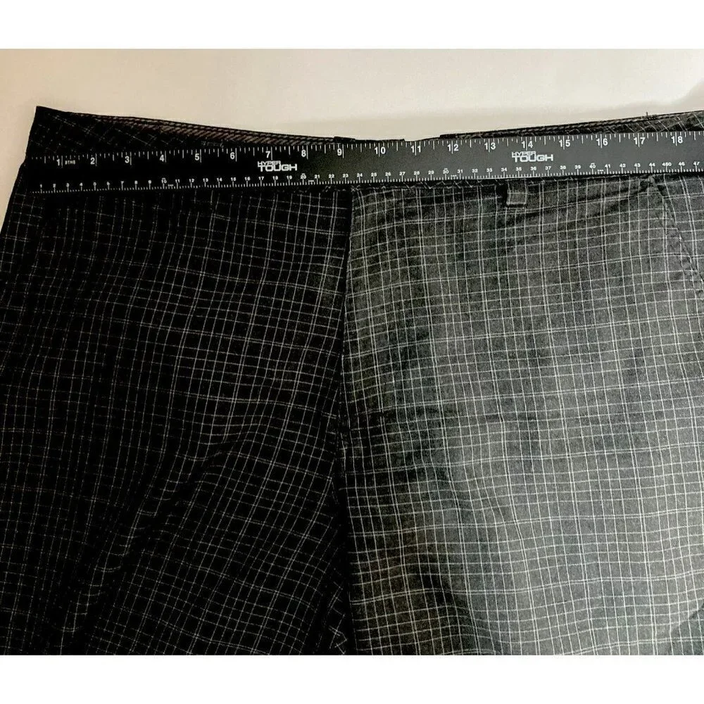 O'Neill Gray Window Pane Plaid Mens 38 Flat Front Casual‎ Bermuda Golf Shorts